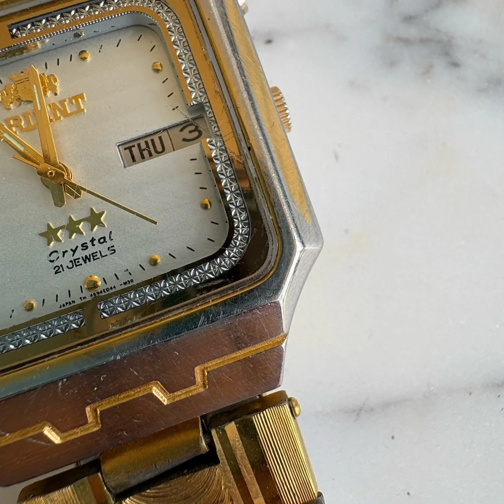 Orient Freza 469ED5-40 CA 3 Stars 21 Jewels Automatic Watch Day Date Japan 38mm